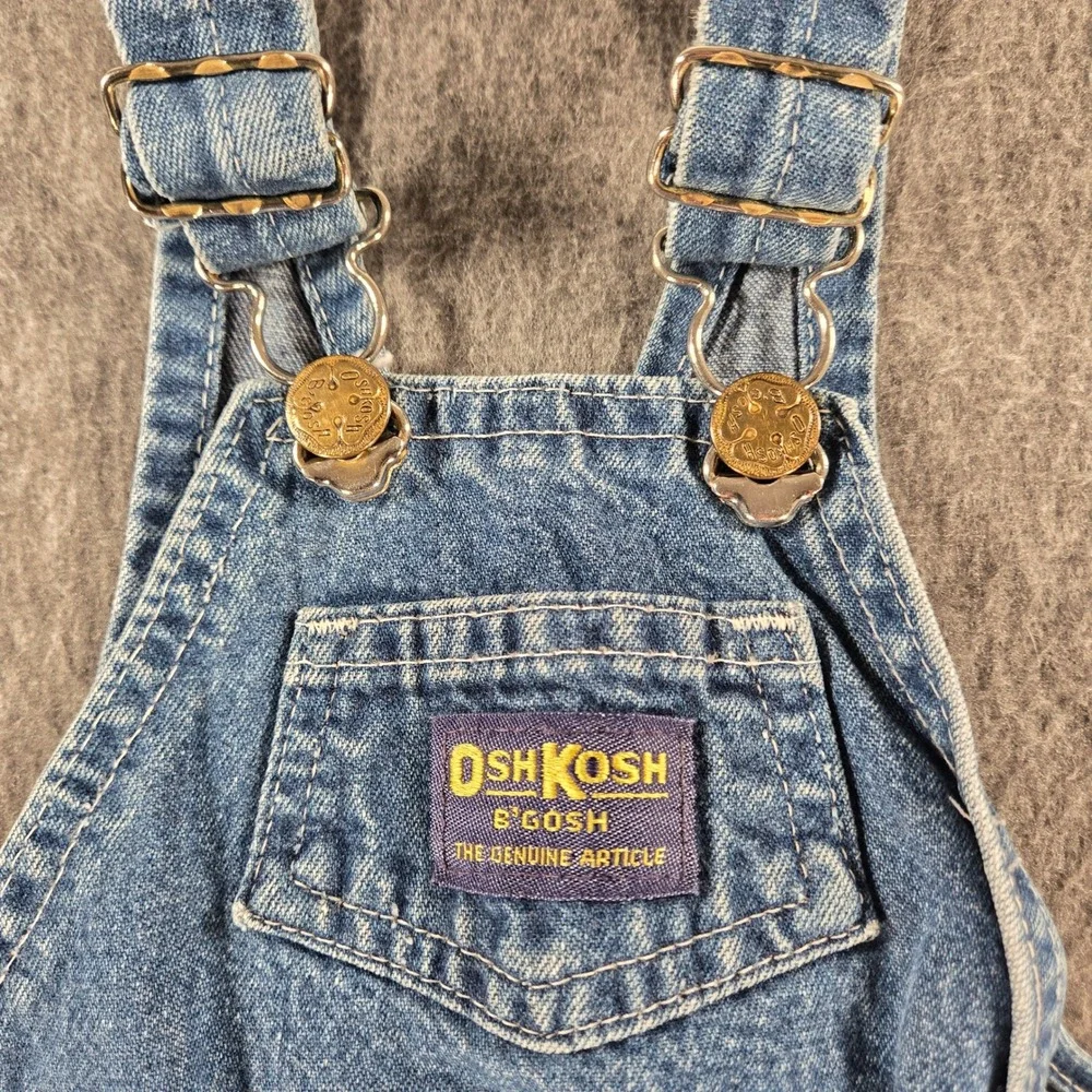Vintage‎ OshKosh B'Gosh Overalls Kids 24M Blue Denim Vestbak USA Cotton